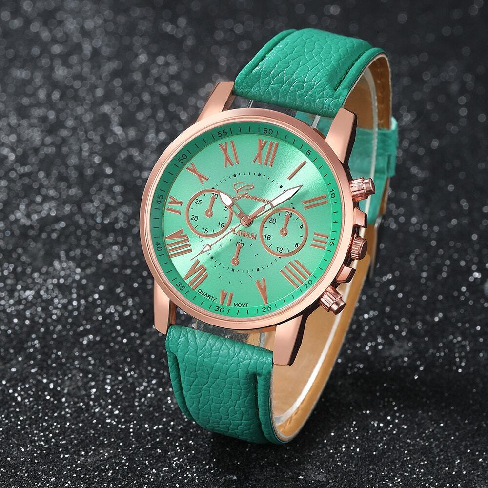 New Women's Luxury Quartz Watch Round Dial Quartz Movement Daily Formal Green